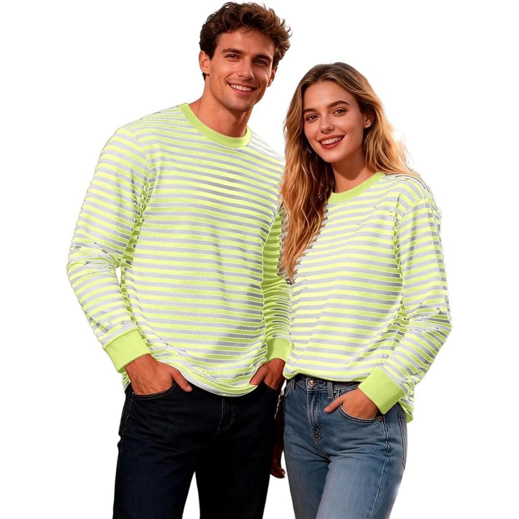 Men's Sweatshirt Striped Top  Neck Striped Shirt Basic Shirt Red  Striped Loose Sailor Costume Oversized Carnival Fancy Dress Costumes