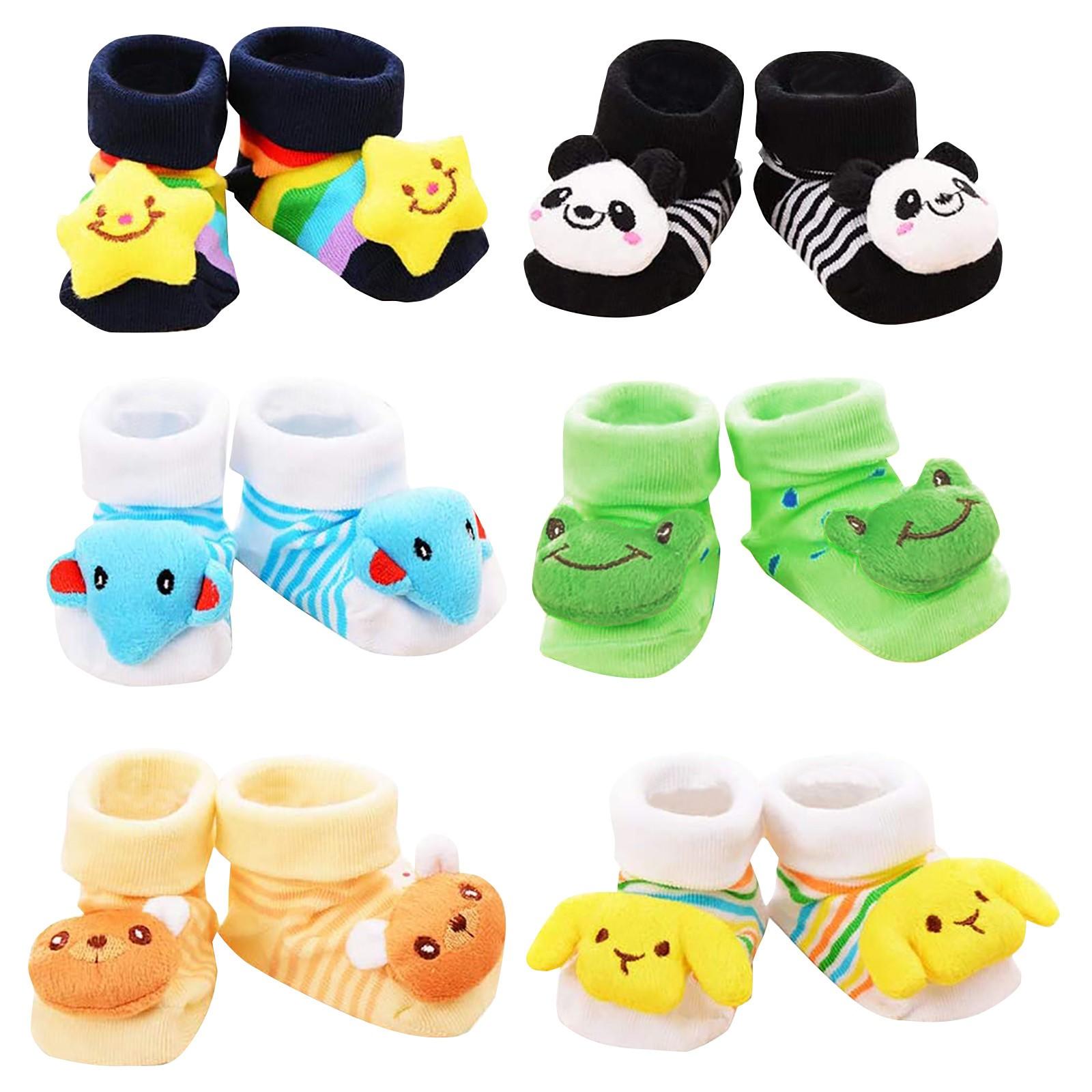 

6 пар нескользящих носков для детей и младенцев с 3D животными, детские носки с героями мультфильмов S