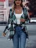 2024 Women's Plaid Print Long-sleeved Jacket - European & American Spring/Autumn Fashion