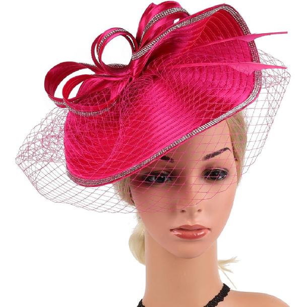 YARNOW Fascinator Hat for Women 1920s Vintage Cocktail Tea Party Headband Pink Mesh Material Special Occasion Accessories