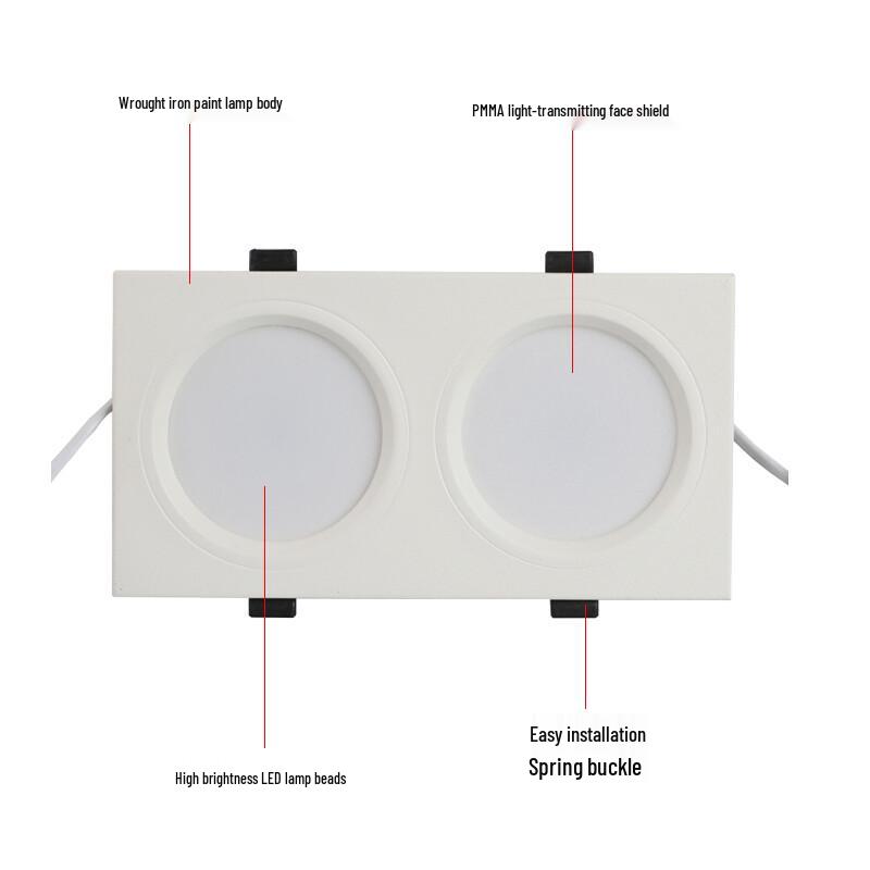 Lei Lei Zhi Guang LED Recessed Square Dual-Head Downlight