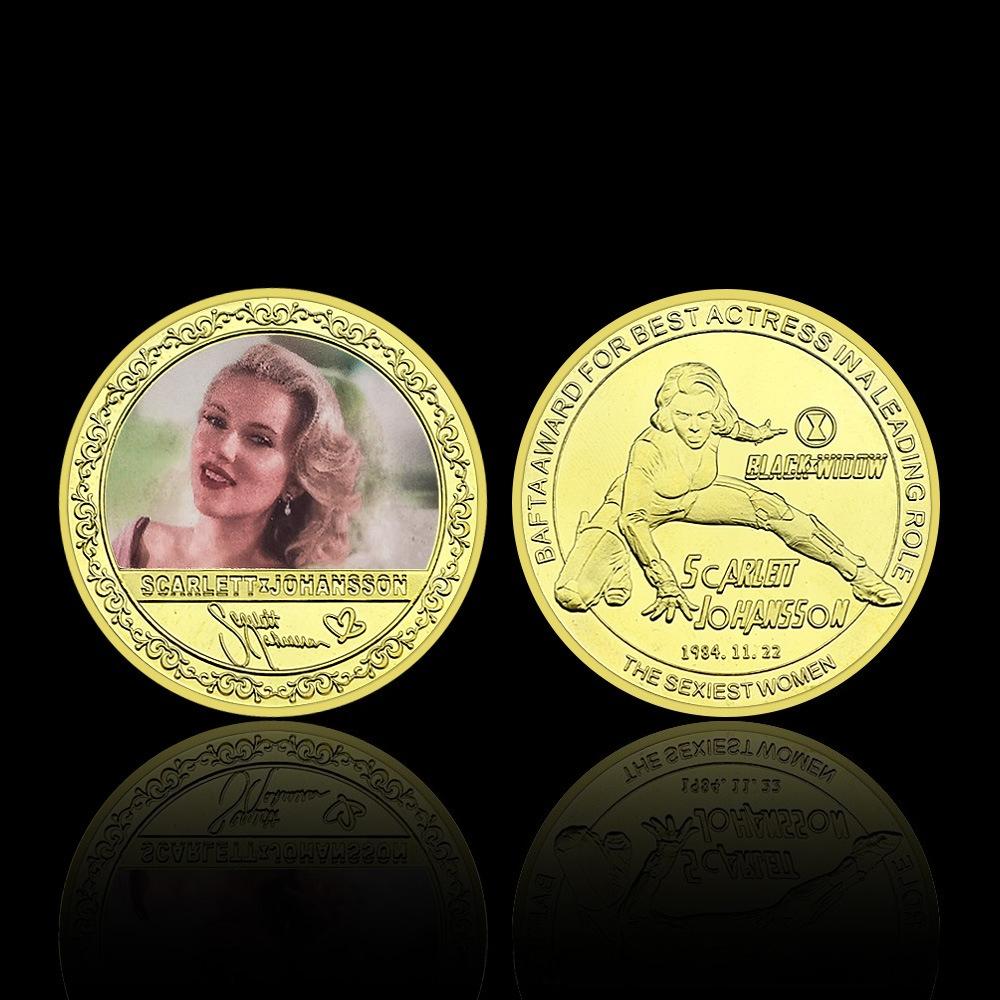 Scarlett, Famous Female Singer, Actress, Gold-plated Commemorative Coin, Star Commemorative Medal, Medal Collection Gift