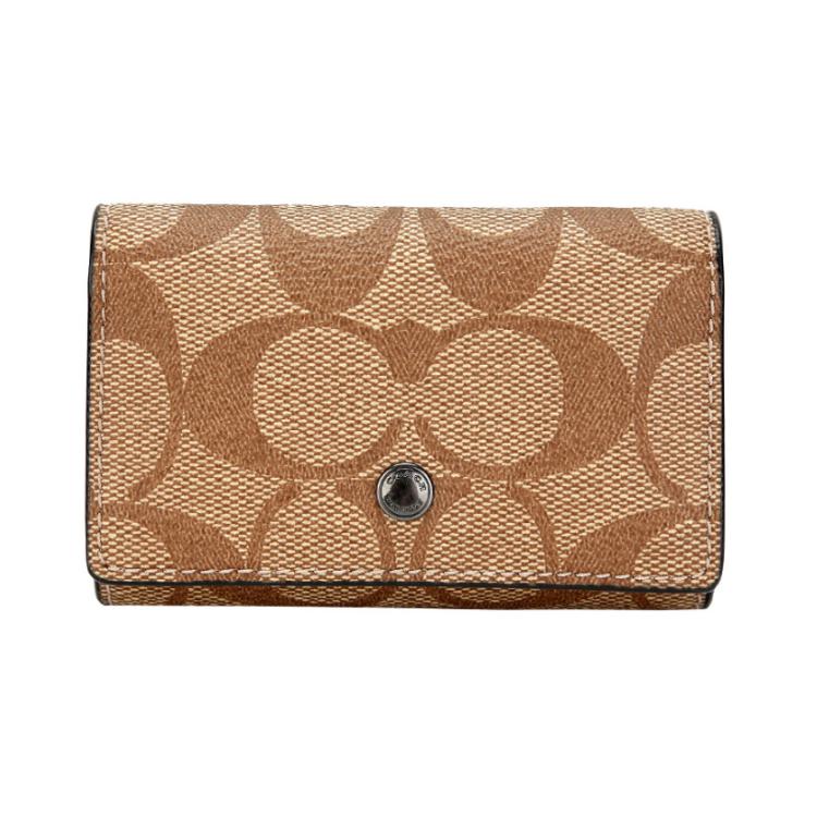 New COACH Key Case Artificial Leather Key Pouch Unisex Brown Monogram 78675-QBTN2