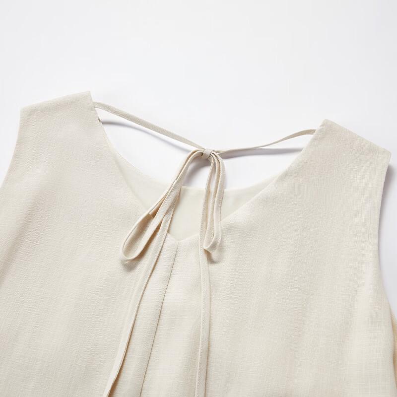 Women's Ethnic Embroidered Linen Blend Sleeveless Dress