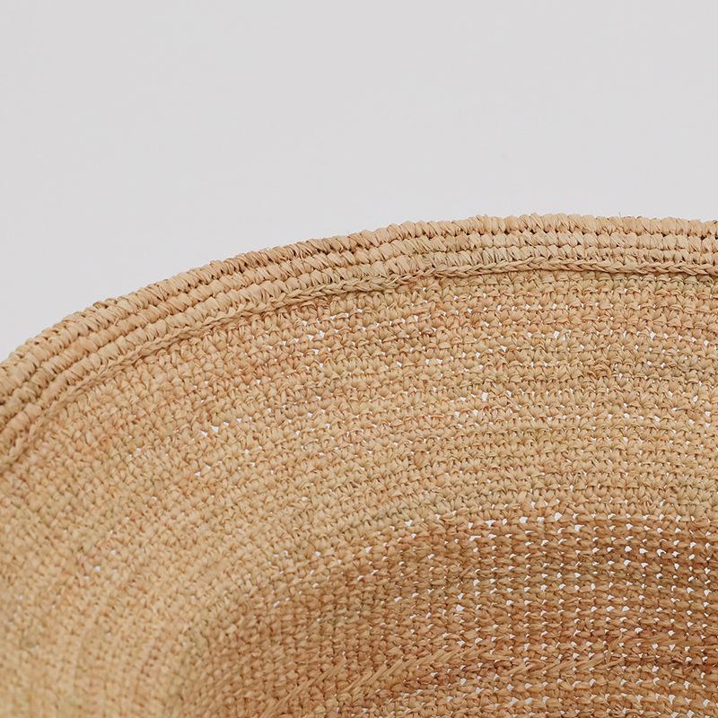 Handmade Lafite Straw Hat Women's Summer Sunshade Sunscreen Woven Bucket Hat Wide Brim Foldable Big Head Circumference Seaside Beach Hat