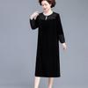 Autumn Winter Women's Gold Velvet Dress Crew Neck Plus Size Dress Long Dresses