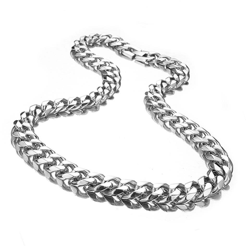 HNSP Acciaio Inossidabile Catena Miami Cuban Link Colore Argento Collana Per Uomo 7MM/9MM/15MM di Larghezza Punk Hip Hop Accessori