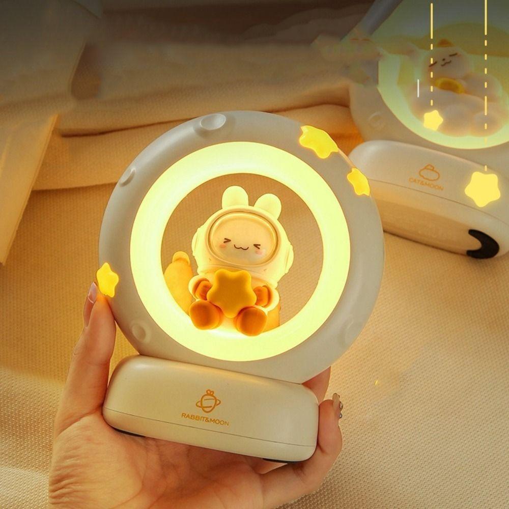 USB Charging Rabbit Cat Night Light Soft Light Eye Protection Moon Cat Light Adjustable Brightness Decorative