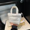 Simple Quilted Crossbody Shoulder Bag for Women, Lightweight Cotton Handbag, Casual Stitched Bucket Bag for Daily Wear CLE