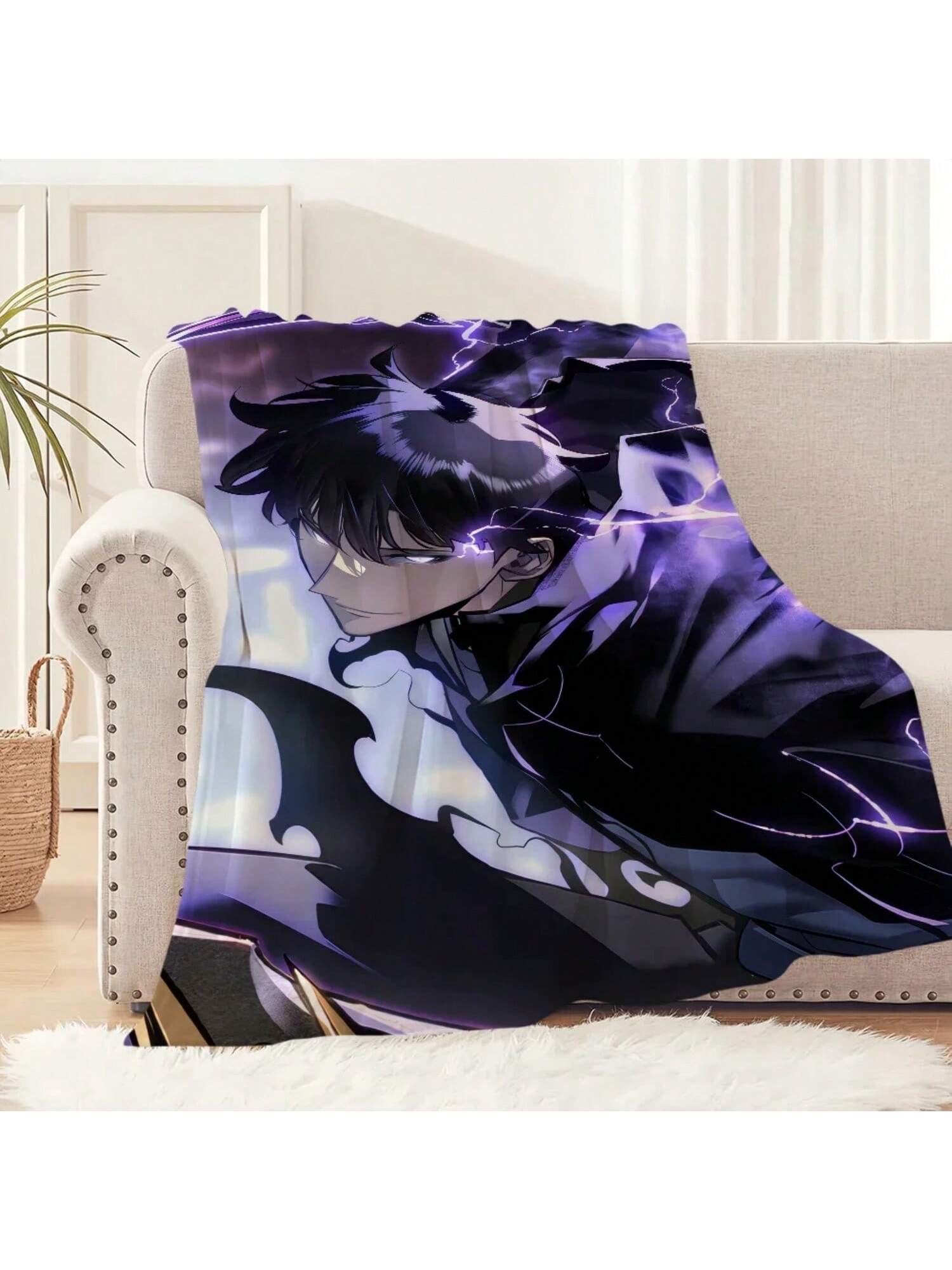 

Аниме S-Solo L-Выравнивающее Одеяло Мягкое и Удобное Одеяло для Сна Подходит для Комнаты Офиса Спальни Теплое Подарок на День Рождения Домой 75X95CM серый
