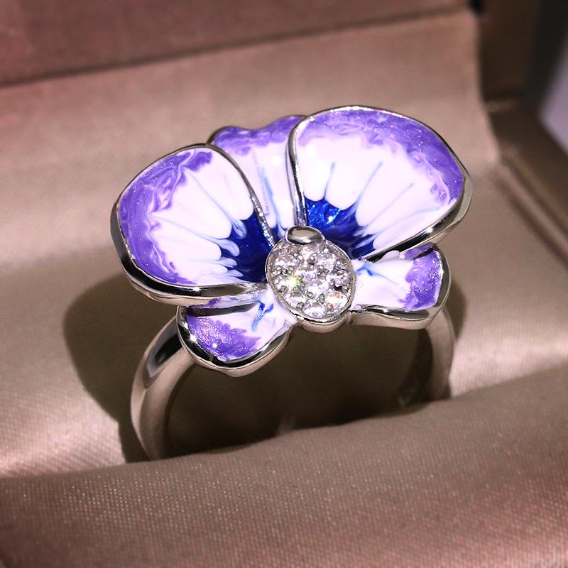 High Quality Enamel Girl's Earring Ring Sets Luxury For Women Enamel Earring Ring Fine Jewelry Gift