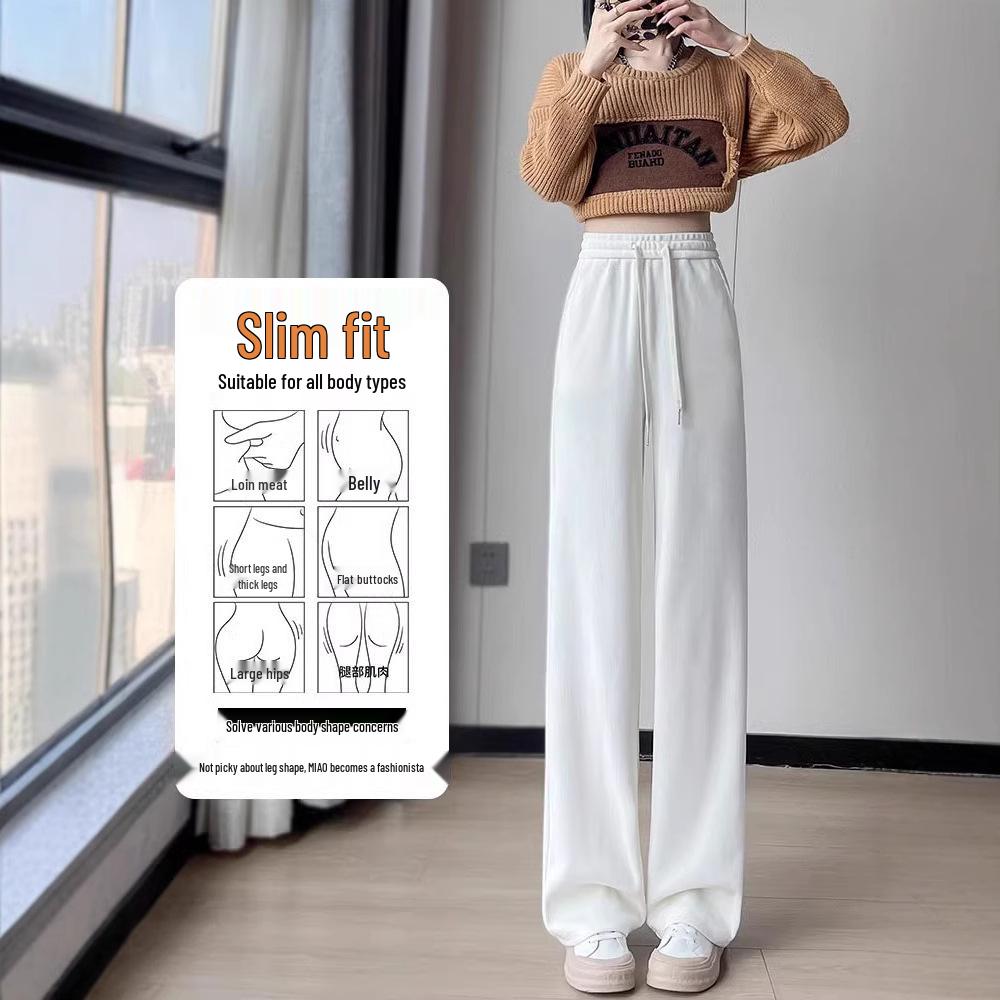 2025 Women's High-Waisted Velvet Pants - European Cotton, Loose Straight-Leg, Autumn/Winter Fashion