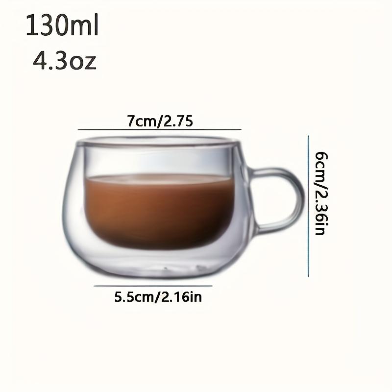 Tazas de Café Compactas, Juego de 4, Hechas de Vidrio Borosilicato de Doble Capa, Tazas Pequeñas con Asas, Perfectas para Americanos Helados, Macchiatos