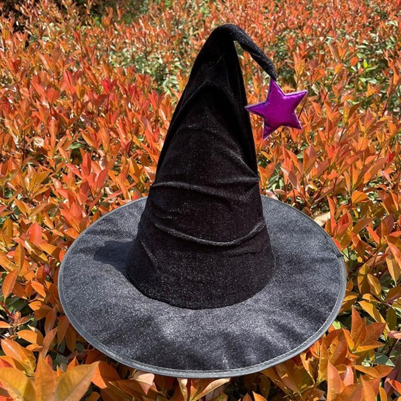 Halloween Wizard Hat Star Witch Hat Witch Caps Wizard Costume Accessories for Masquerade Party Decor Cosplay Props