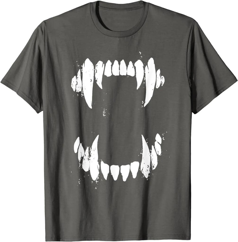 Halloween Horror Wolf Dog Vampire Monster Teeth Costume T-Shirt