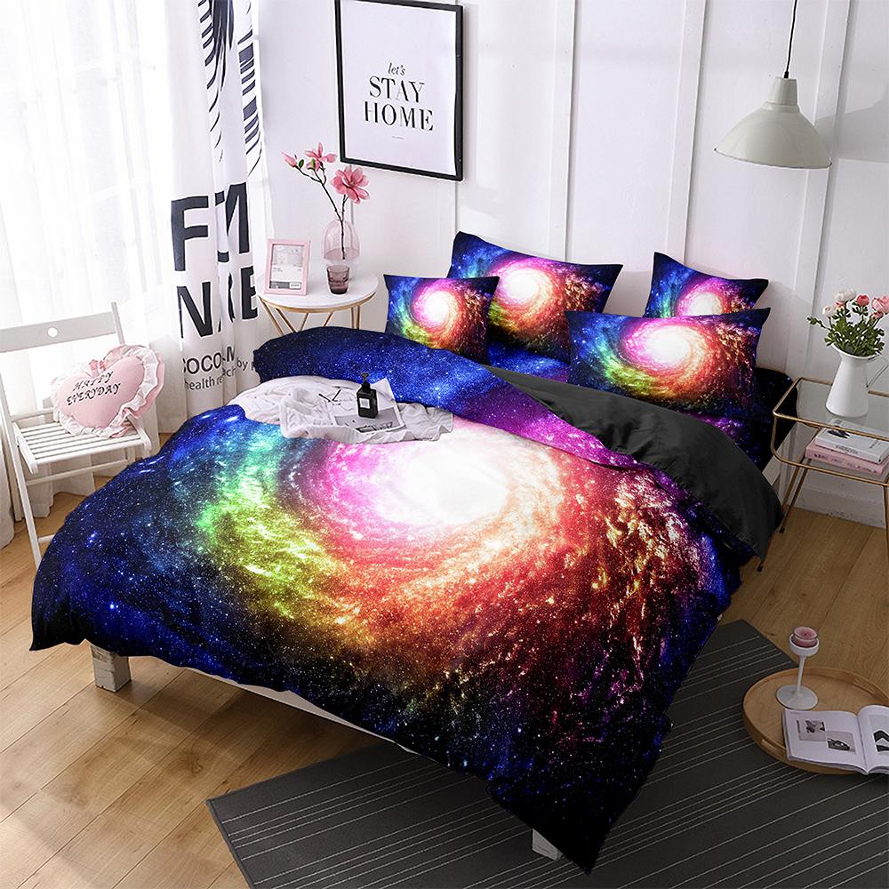 Luxury Galaxy Dark Blue Bedding Set Twin Full Queen King Size Duvet/Quilt Cover Set Shining Stars Starry Sky Comforter Cover