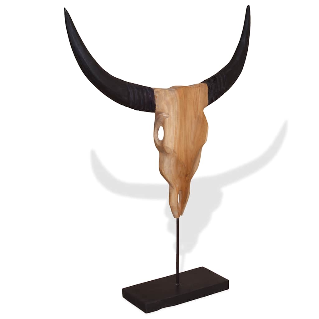 Bullenkopf-Skulptur Teak 66 x 15 x 88 cm