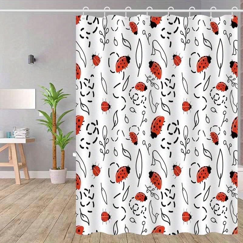 

1Pc Nordic Minimalist Line Ladybug Leaf Pattern Shower Curtain, High-End Elegant Bathroom Curtain, Bathroom Decoration Pattern W60H190(CM)-1 Pcs