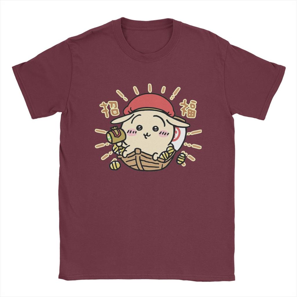 Chiikawa God Of Wealth T Shirt Men Pure Cotton Casual T-Shirts Round Neck Tee Shirt Short Sleeve Clothes Big Size