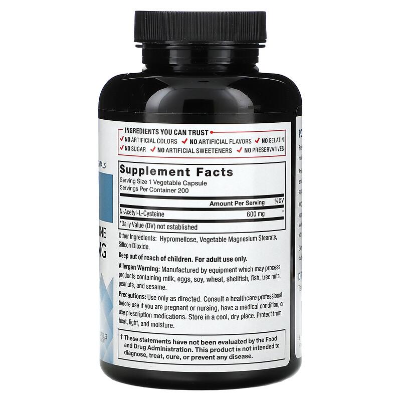 Fundamentals, NAC, N-Acetyl-L-Cysteine, 600 Mg, 200 Vegetable Capsules