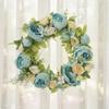 Künstlicher Pfingstrosenkranz Üppig Voll für Heimdekoration, Wand, Hochzeit Blau