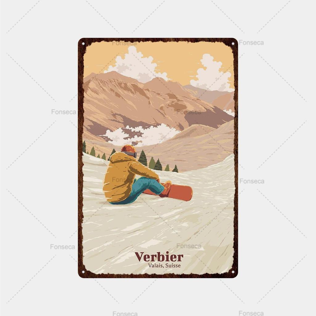 Targa In Metallo Vintage "Water Skiing" 20x30 Cm – Poster Decorativo Da Parete Per Bar, Garage, Casa, Regalo Per Appassionati Di Sport Acquatici