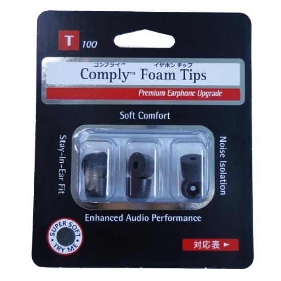 Comply Standard Comfortable 3 Black T-100 Eartips, Sound-Isolating, Fit, Anti-Slip, HC17-10111-04, Pairs, Small,