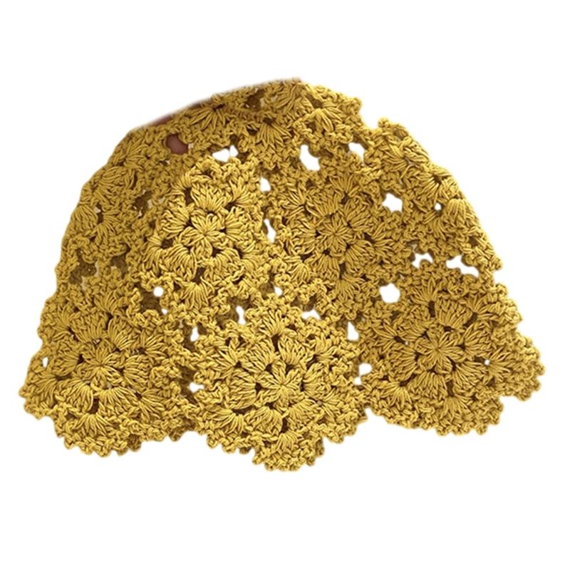 Fashion Hollowed Skull Hat Handmade Crochet Beanies Hat Flower Pattern Pullover Hat for Women Girl Various Occasion