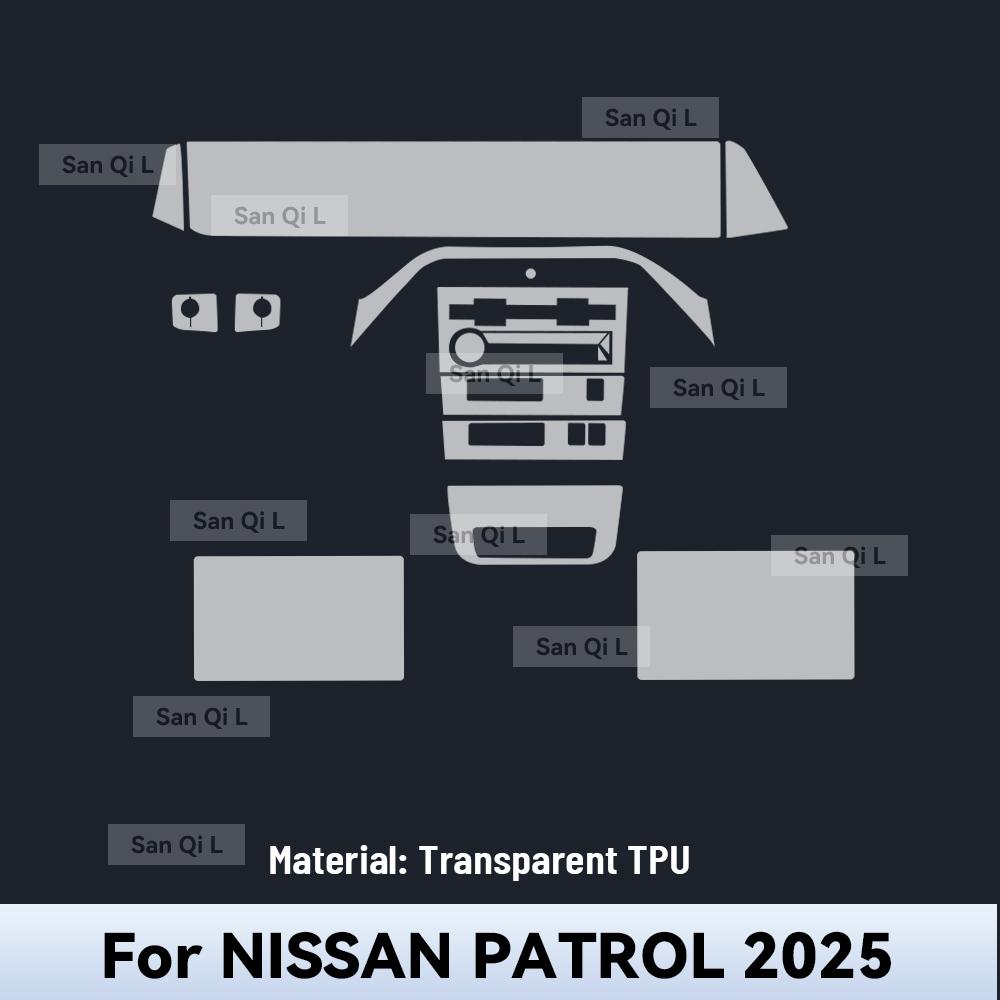 Car Interior Center Console Media Dashboard Navigation TPU Protector Film For NISSAN PATROL 2025 Car Sticker Accessories Right rudder driving