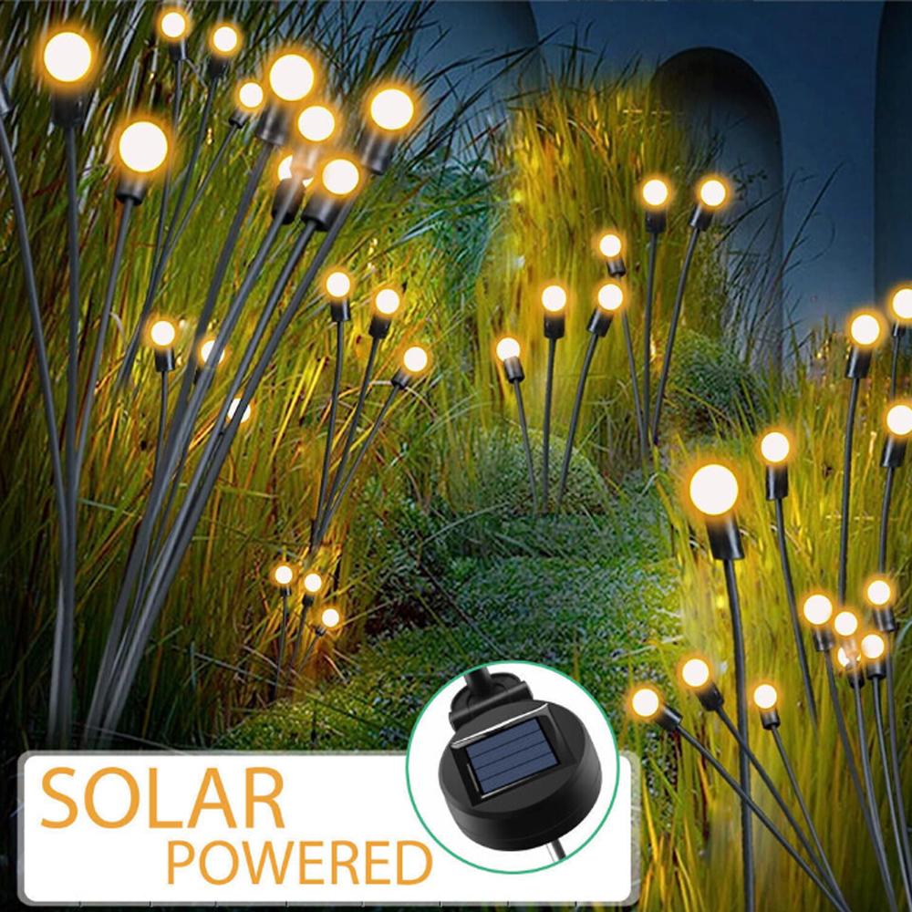 6/8/10 Pcs Solar Powered LED Firefly Garden Lawn Lights Waterproof Outdoor Decoration for Patio Festival Party Ground Plug Lamp