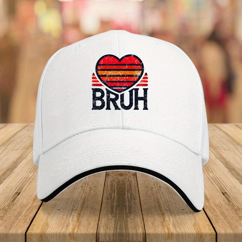 BRUH Heart Retro Sunset Graphic Baseball Cap Polyester Adjustable Casual Streetwear Unisex Adult Hat