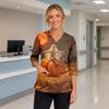 Women's Halloween Costume Top V-Neck Pockets Side Slit Three-Quarter Sleeves