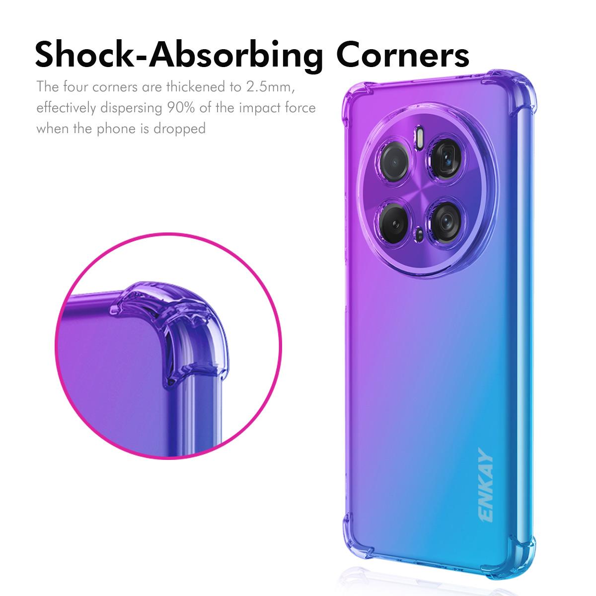 

For Honor Magic7 Pro 5G TPU Case ENKAY Thickened Four Corner Drop-proof Phone Back Cover Blue/Pink