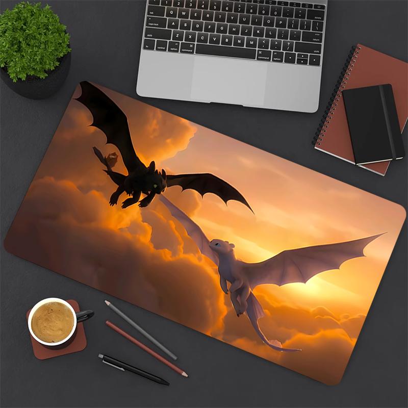 1Pc Dragon Flight Sunset Gaming Mouse Pad Keyboard Desk Mat Non-slip Rubber Lock Edge Waterproof Computer Mousepad for Office Home Decor S1461