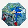 1pc Sonic Artwork Custom Name Automatic Folding Umbrella - Compact 8-Rib Design, Durable Plastic & Iron, Daily Use 047