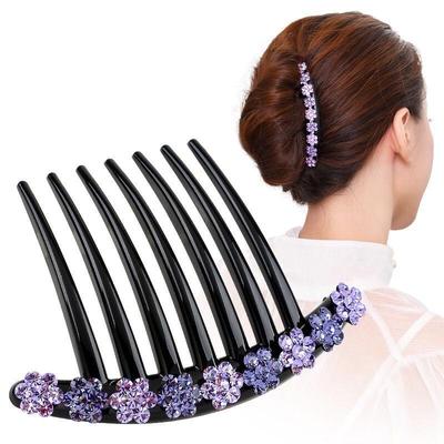 Pettine per capelli con fiori di strass in stile coreano - Accessorio per forcina grande a sette denti
