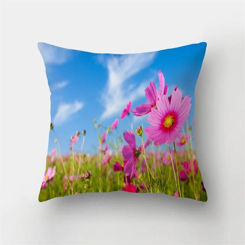 Colorful Butterfly Plant Printing Pattern Cushion Cover for Home Living Room Sofa Office Decoration Throw Pillow