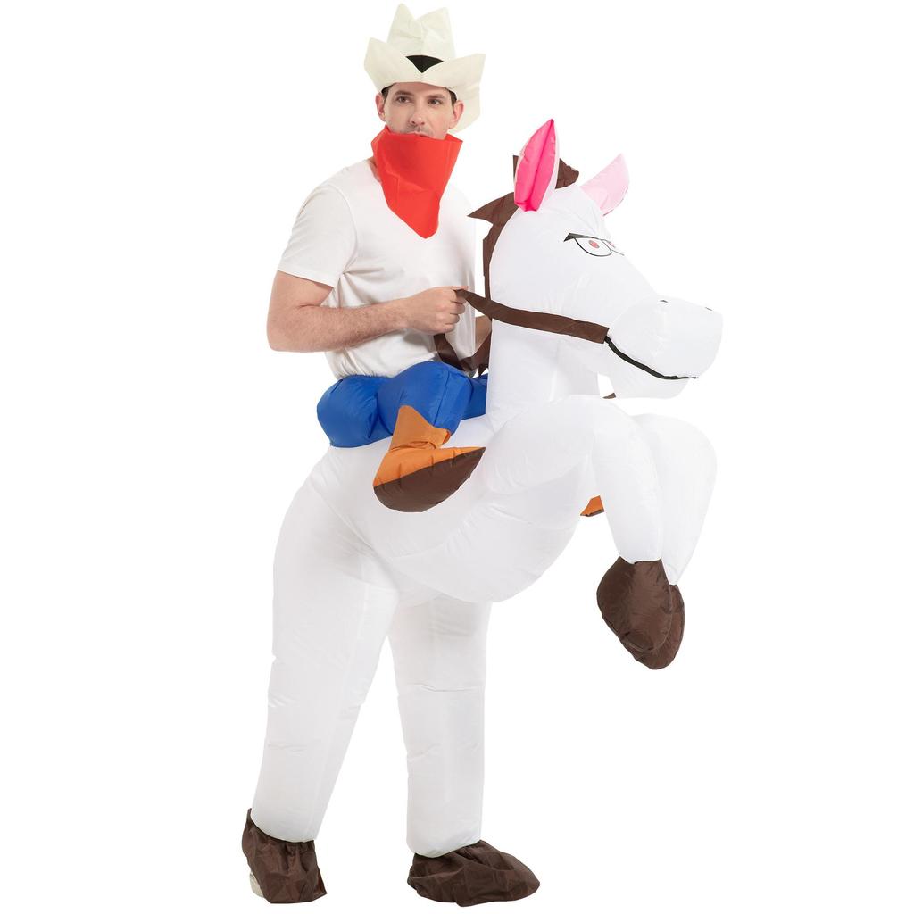 Aufblasbares Cowboy-Kostüm für Erwachsene & Kinder zum Reiten – Lustiger Festival-Performance-Anzug