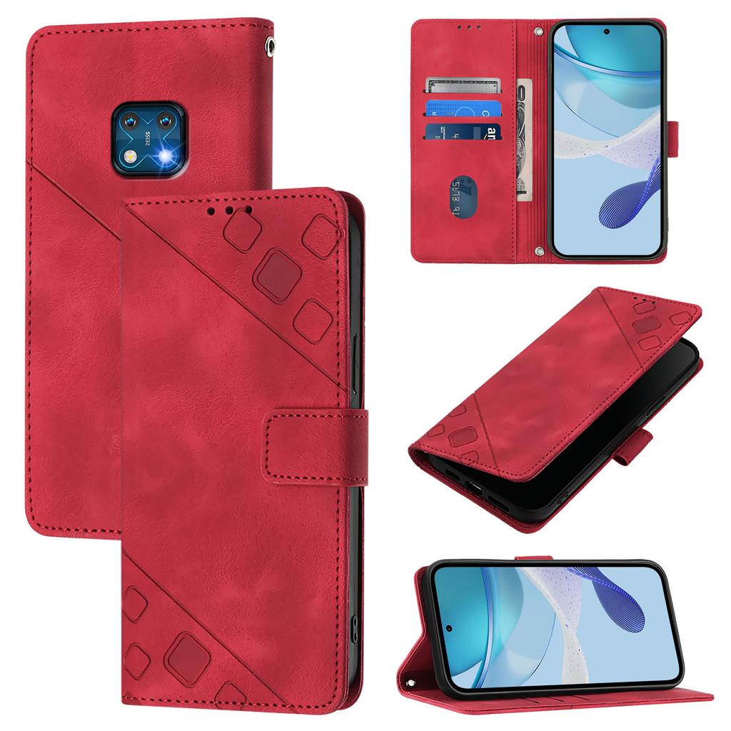 Fashionable Geometric-Patterned Wrist-Strap PU Leather Phone Wallet Case for Nokia HMD Fuison,Pulse,Skyline,Nokia 6.3,C10,C12,C20,C22,G10,G11,G20...