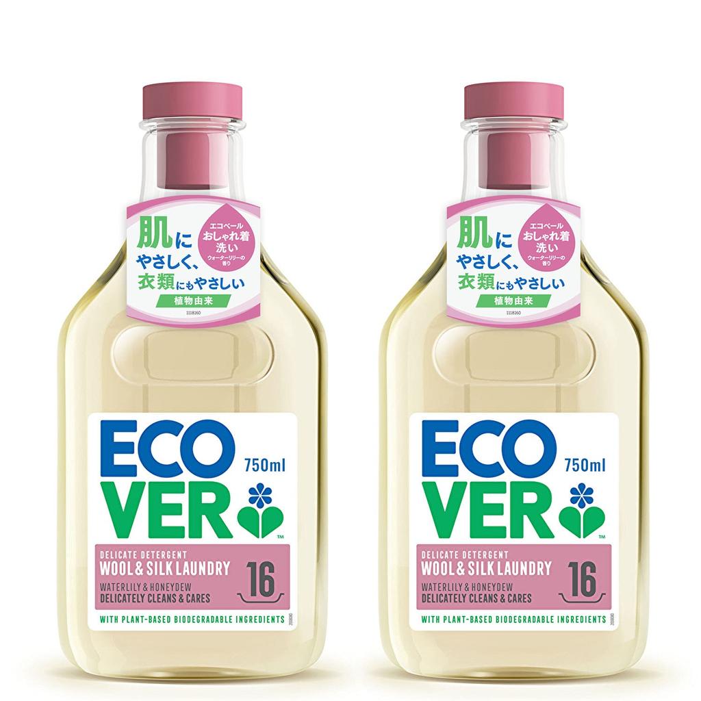 ECOVER Delicate Laundry Detergent, Water Lily Scent, 750ml X 2 Bottles. Liquid Detergent, Gentle On Skin, Plant-derived, Imported, Suitable for Babies