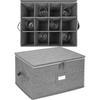 Stemware Storage Container Case Wine Glass Storage Box with Dividers for Glassware Crystal Hold 12 Wine Glasses Foldable Grey