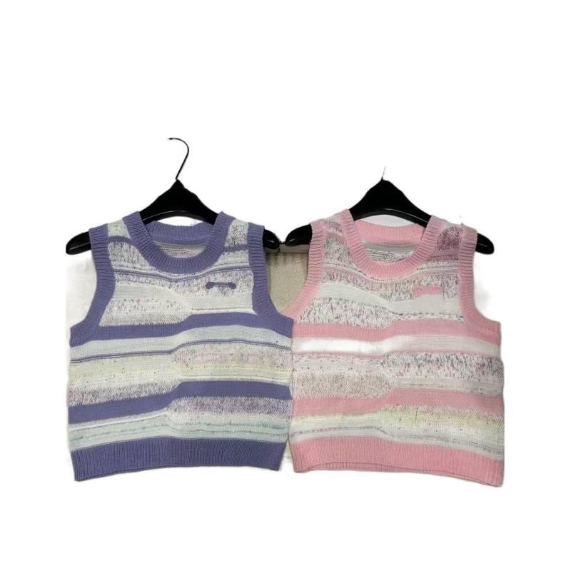 Xuanmen Striped Knit Vest - Slim Fit, Flattering and Versatile Round Neck Top for Summer 2026