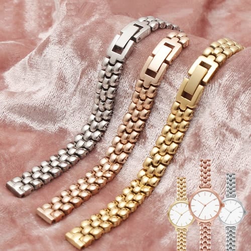 YFS Watch Band, Stainless Steel Strap, Replacement Strap for Women, Durable, with Adjustment Tool, 6 Sizes: 6mm, 8mm, 10mm, 12mm, 14mm, 16mm, Silver,