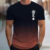 Men's Gradient Color Letter K Pattern Printed T-shirt Casual Short Sleeved Round Neck T-shirt