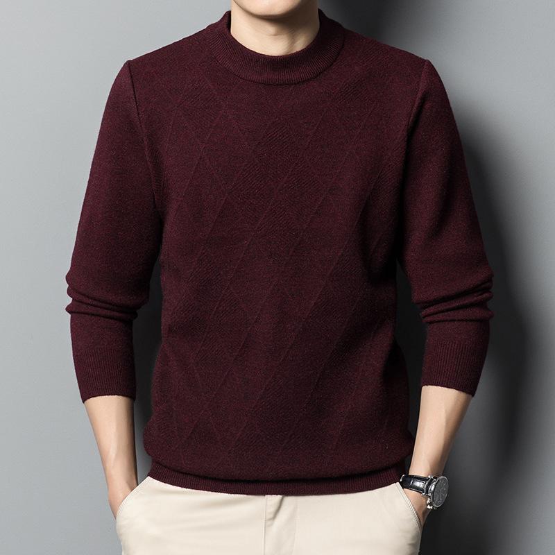 Autumn and Winter New Anti-pilling Sweater Semi-turtleneck Long-sleeved Top Casual Bottoming Shirt Thickened Knitted Sweater Men