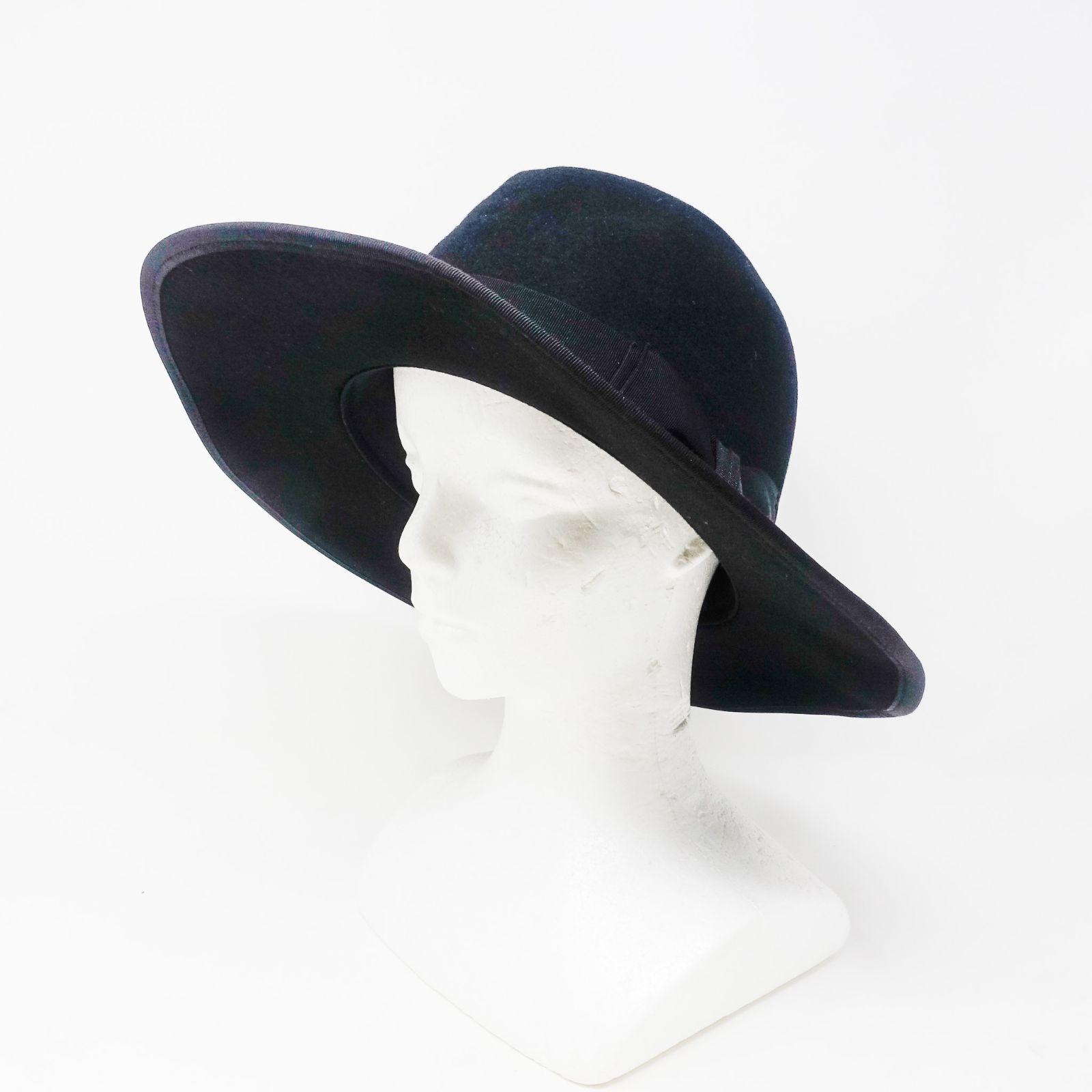 Used CO5577 STETSON Wool Felt Long Flat Brim Hat Size 59cm SE827-25A00 100% Wool Black Hat Men s