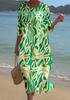 European and American New Large-size Dress Women's Clothing Seaside Vacation Printed Loose Long Dress