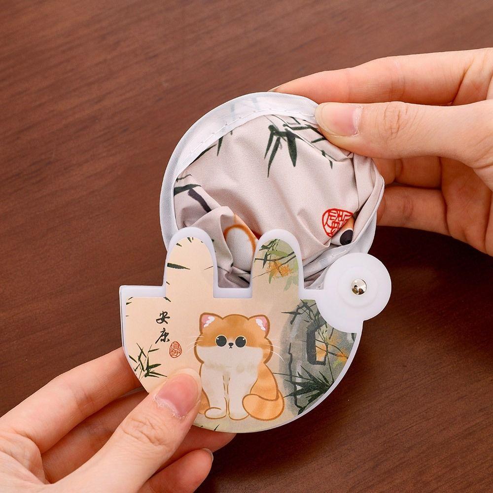 4Pcs Mini Round Pocket Fan Cartoon Reflective Panda Fan Creative Handheld Fan  Outdoor
