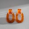Vintage Resin Square Oval Pendant Earrings For Women Fashion Creative Coffee Color Geometric Temperament Earrings Jewelry