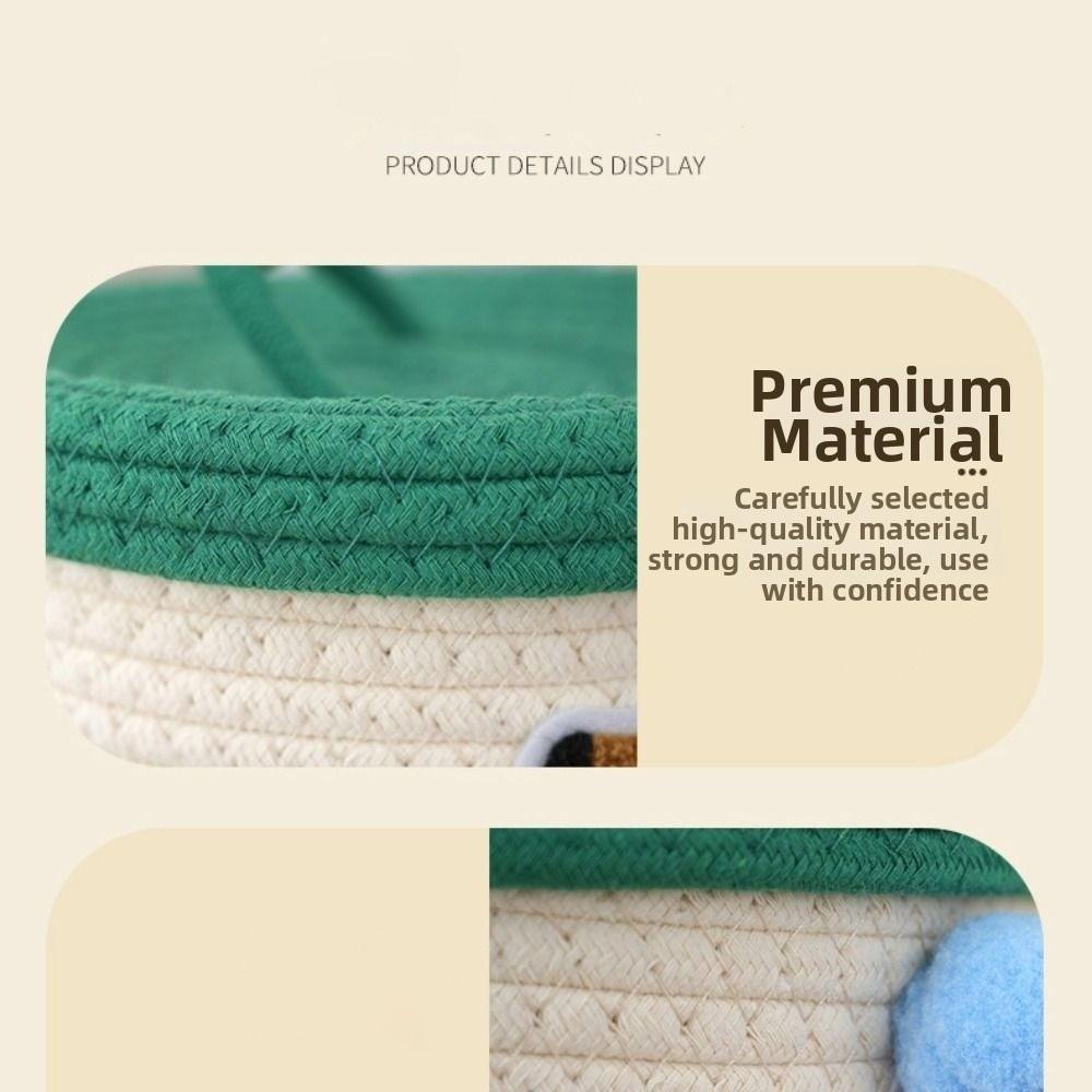 Cute Cartoon Cotton Rope Storage Basket Round with Cover Snack Organizer Box Decorative Dachshund Pattern Hand Gift Box Bedroom